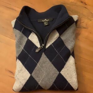 Men's Navy and Gray Argyle Sweater